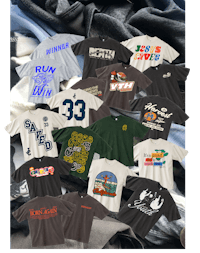 a collection of t - shirts with different designs